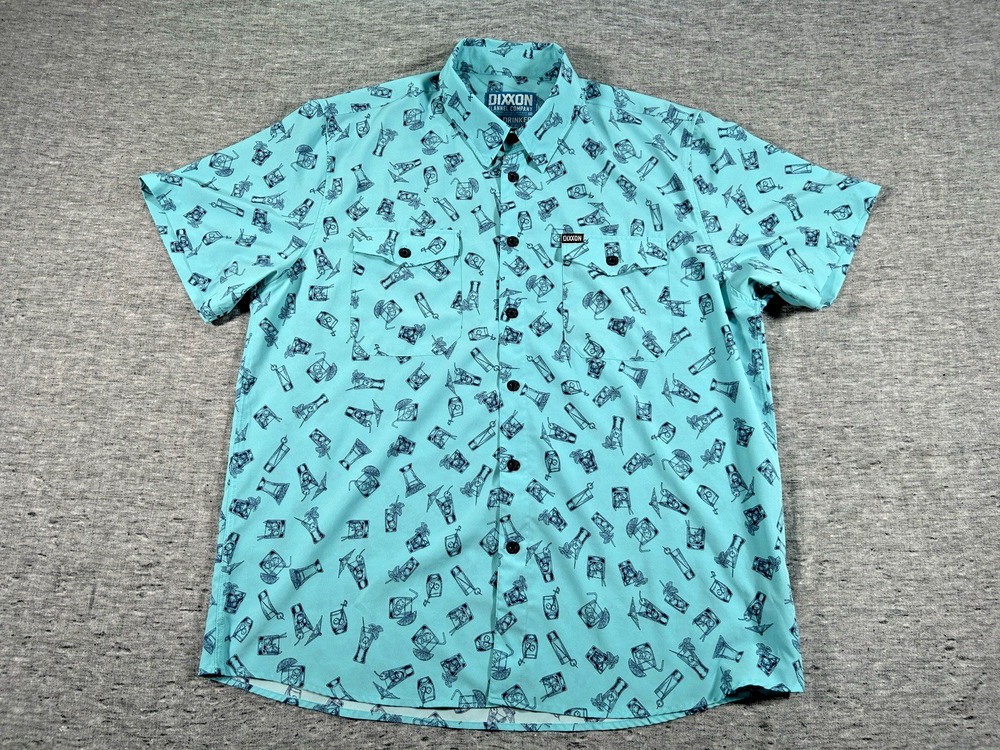 Dixxon Day Drinker Limited Edition Party Shirt Mens XXL Cocktail Print Stretch